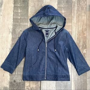 Vintage Y2K Gap Denim Zip Up Lightweight Hooded Jacket S
